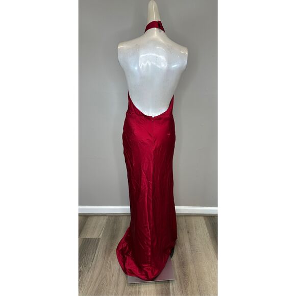 The Bar Grayson Rosette Halter Gown Chianti Size 8 $568 - Picture 7 of 10